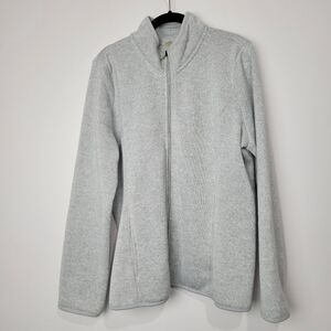 HYBA WOMEN'S LONG SLEEVE ZIP UP ATHLETIC SWEATER HEATHER GRAY SIZE XL